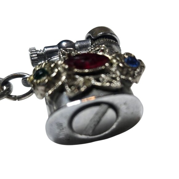 Vintage Bracelet Miniature Lighter Charm With Jeweled Embellishments - Picture 15 of 16